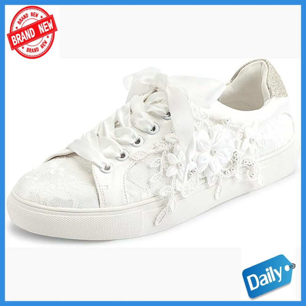 Lace Wedding Sneakers Floral Flats Bridal Tennis Shoes Comfortable
